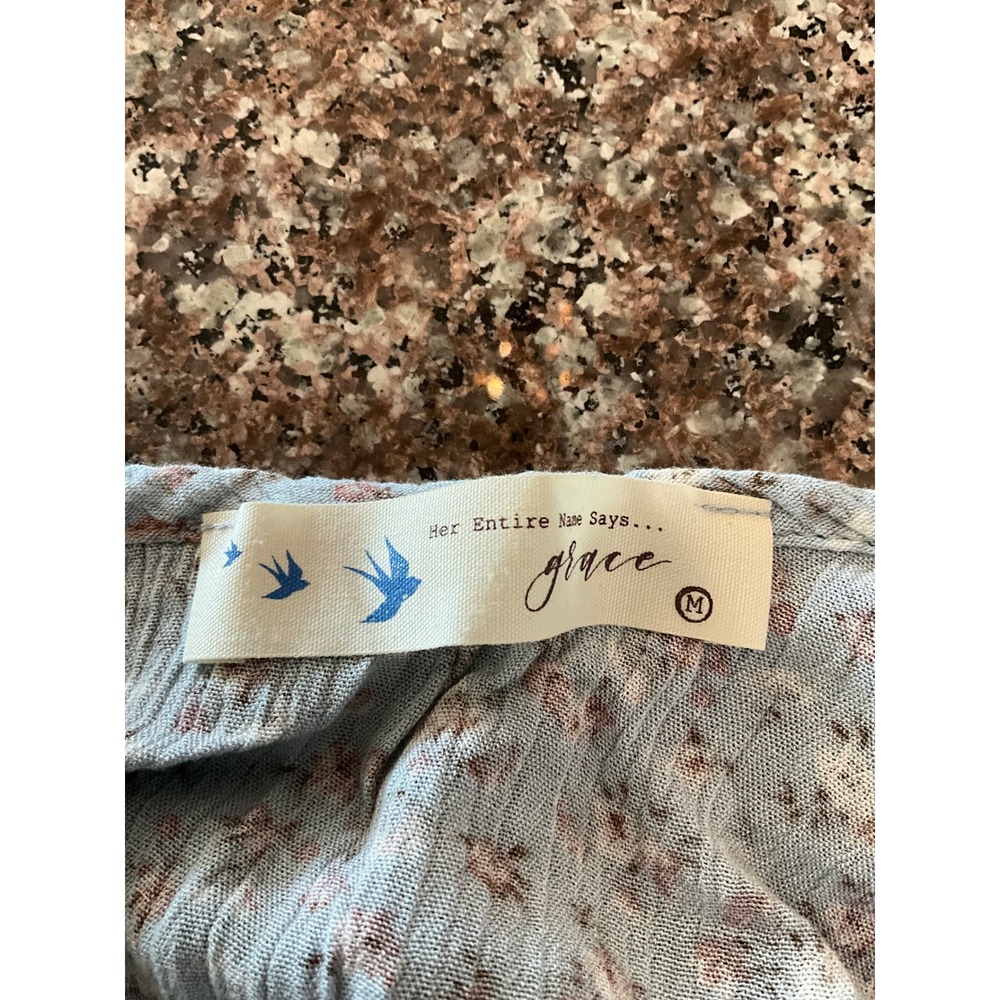 Her Entire Name Says Grace Floral Print Mini Dress Blue Sleeveless Women Size M - Picture 8 of 8